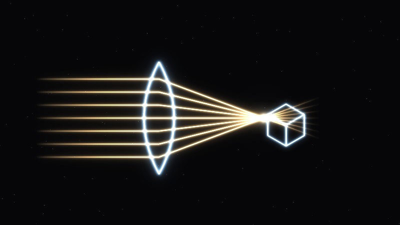 Lens focusing light onto a crystal